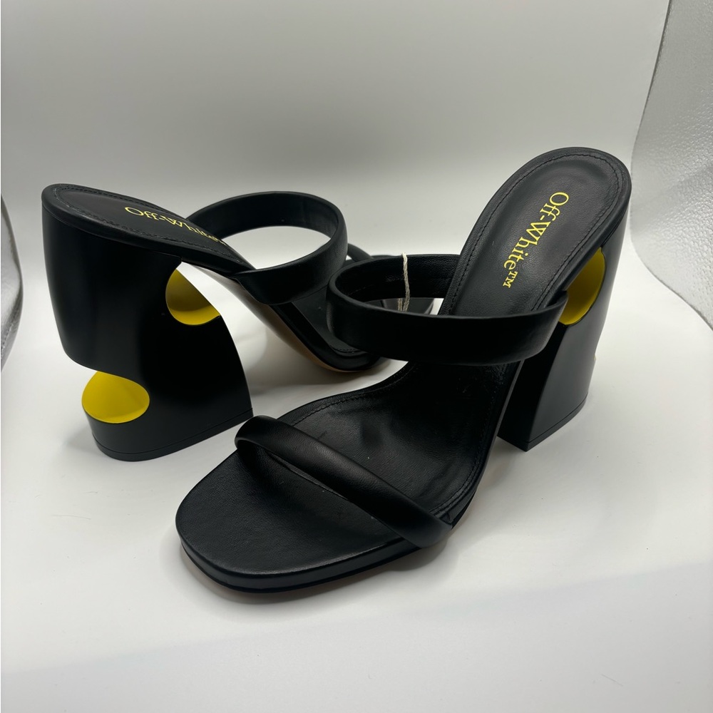 Off-White Meteor Heels in Black with Yellow Accents